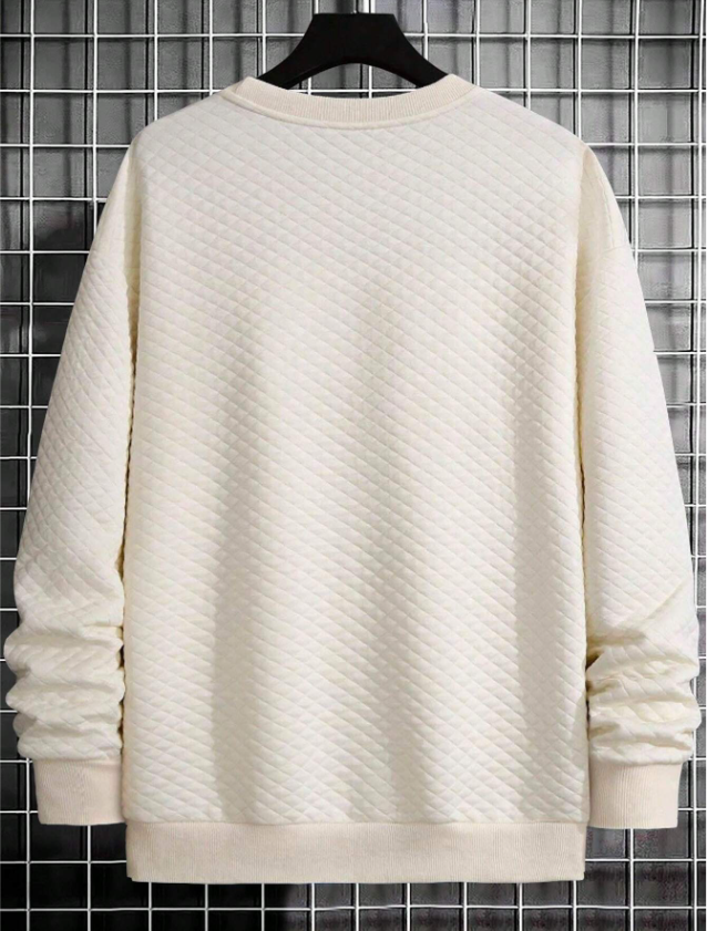 Men’s casual waffle-knit crew neck sweatshirt with long sleeves — available in plus sizes