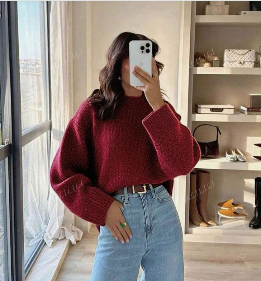 Crew neck casual knitted sweater